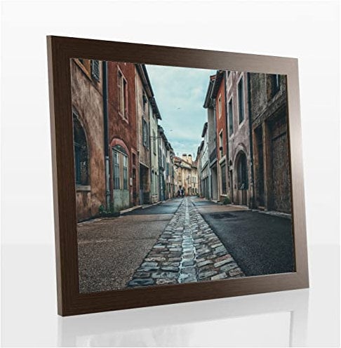Orion Deluxe Bilderrahmen Posterrahmen 61x91,5 cm Farbe und Verglasung wählbar Eiche Dunkel Mooreiche Dekor 91,5x61 cm mit weisser Rückwand und klarem Kunstglas 1 mm