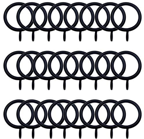 10 Pcs Durable Black Color Iron Metal Curtain Rings Shower Curtain Drapery Pole Rod Rings Eyelet Hoops Internal Diameter 25mm