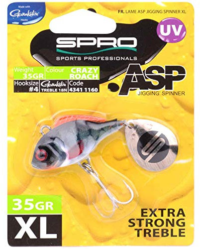 SPRO ASP Spinner XL – Searchbait mit original Gamakatsu Haken, für große Raubfische in Süß- und Salzwasser, Farbe:Crazy Roach, Größe/Gewicht:Gr. 2 / 50g
