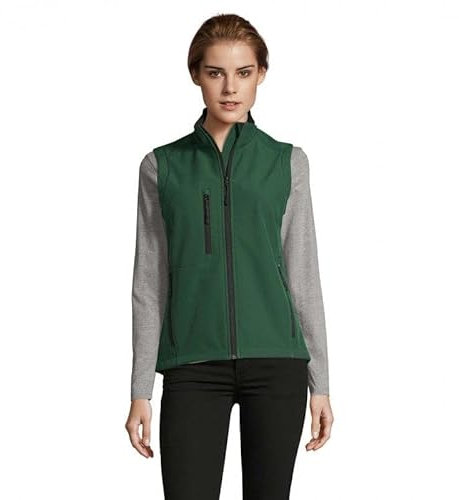 Sol’S Rallye - Softshell 3 Couches Femme zippée sans Manche - Imperméable et Windproof - col Montant et Cordon de Serrage - Vert Bouteille - XXL