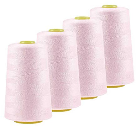 4 x 4572m Qualitäts Overlock-Garn Overlock-Nähgarn Oeko-Tex Farben 541 bis 580, Farbe:A545 weißrosa