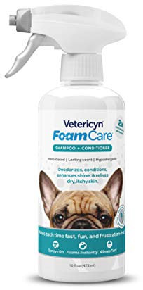 Vetericyn Foamcare Haustier-Shampoo und Conditioner, Spray on Shampoo, um das Fell zu desodorieren und zu pflegen. Natürliches, pflanzliches Shampoo für kleine Tiere und Haustiere, 473 ml