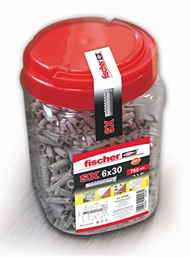 fischer Tacos pared para hormigón SX 6x30 para fijar lámparas, cuadros, Cubo tacos 750 uds