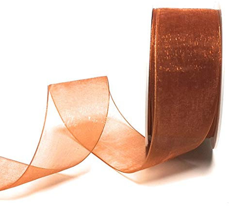 Schleifenband 25m x 40mm Kupfer Organza Organzaband Chiffonband Webkante [3493]