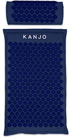 FSA HSA berechtigtes Kanjo Premium Akupressurmatte und Kopfkissen Set zur Linderung von Rückenschmerzen & Nackenschmerzen Linderung, mit Memory Foam Kissen, inklusive Tragetasche, Marineblau