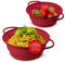 Coolinato – Set di 2 colini silicone pieghevoli 20 e 24 cm rosso – Scolapasta da cucina lavabile in lavastoviglie, privo di BPA e resistente al calore fino a 230°C - Setaccio salvaspazio richiudibile