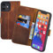 Suncase Book-Style Hülle kompatibel mit iPhone 13 (6.1) Leder Tasche (Slim-Fit) Lederhülle Handytasche Schutzhülle Case mit 3 Kartenfächer in antik-Coffee