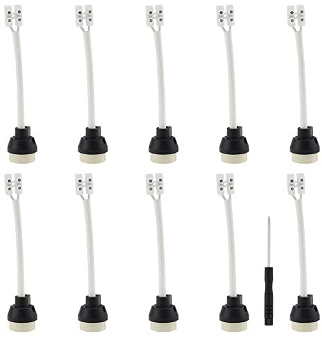 SRunDe 10 Pièces Douilles GU10 en Céramique avec Connecteur Câble et Tournevis 3A 250V GU10 Culot Céramique Douille Base Douille D'ampoule Connecteur Adaptateur pour GU10 Lampes Halogènes Remplacé
