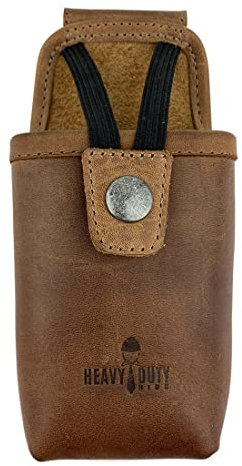 Heavy Duty Hide, Radio Case, Walkie Talkie Belt Holster, Two-Way Radio Carrier, Stores & Clips on Hip for Easy Access, Tactical Accessories, Full Grain Leather, Handmade, Bourbon Brown