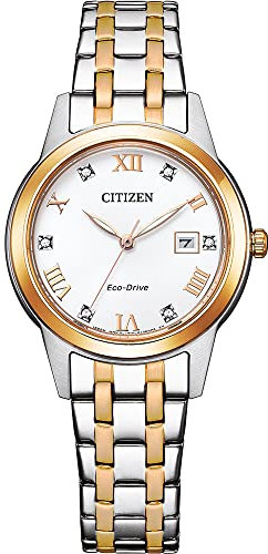 Citizen Damen Analog Quarz Uhr mit Edelstahl Armband FE1246-85A