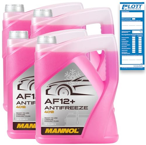 MANNOL 4X MN4012-5 Longlife Antifreeze AF12+ -40 Kühlerfrostschutz Kühlmittel 5L