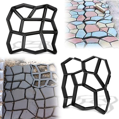 ACXIN 2 Stück Betonform Schwarz Schalungsform DIY Pflasterform Garten Gießform Betonpflaster Muster für Beton Gehwegen Trittsteinen Garten Rasenbahnen 43 x 43x 4cm