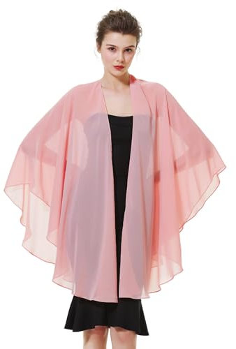 BEAUTELICATE Chiffon Schal Stola Bolero Damen Für Abendkleid Festlich Hochzeit Braut Frühling Sommer Jacke Ballett-Rosa Einheitsgröße