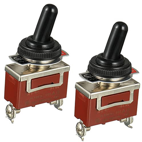 BOJACK Interruptor de palanca marino impermeable interruptor basculante 12 V CC 30 A, 2 pines encendido apagado SPST con tapa impermeable para automóvil, camión, barco (paquete de 2 unidades)