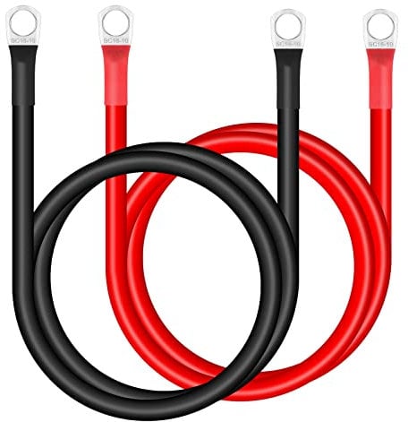 Zocipro 70cm Car Battery Cable, 2Pcs 16mm² 5AWG Battery Cable Red and Black Inverter Cable, M10 Battery Cables 12V Heavy Duty for Auto, Truck, Motorcycle, Solar, RV, Marine