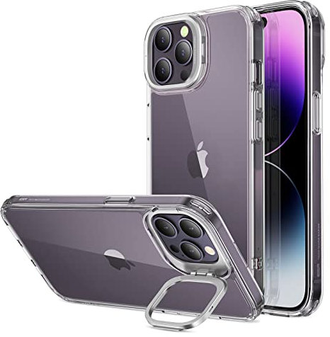 ESR Classic Kickstand Case Compatible with iPhone 14 Pro Max Case, Clear Case with Stand, Military-Grade Protection, Built-In Camera Ring Stand, Scratch-Resistant Acrylic Back, Clear