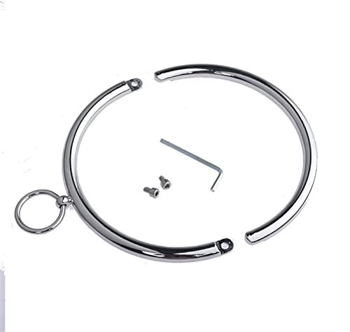 ROLOL Edelstahl Abschließbare Metall Neck Kragen + Hex Wrench Restraint Locking Choker Halskette O-Ringe SM -Halsbänder (Size : 14cm)