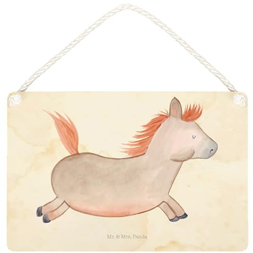Mr. & Mrs. Panda DIN A5 Deko Schild Pferd Springen - Geschenk, reiten, Wandschild, Landwirtin, Türschild, Hoftiere, Tür Schild, Pferdestall,