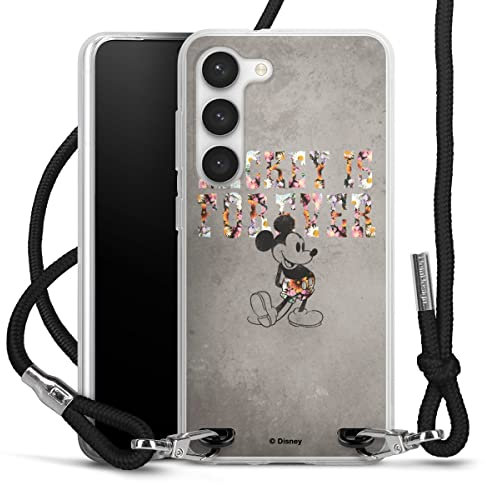 Carry Case kompatibel mit Samsung Galaxy S23 Hülle mit Band Handykette zum Umhängen schwarz Mickey Mouse Disney Offizielles Lizenzprodukt