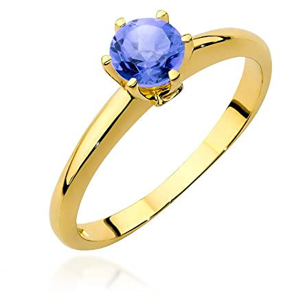 Damen Ring 585 14k Gold Gelbgold echt Tansanit Edelstein Diamanten Brillanten