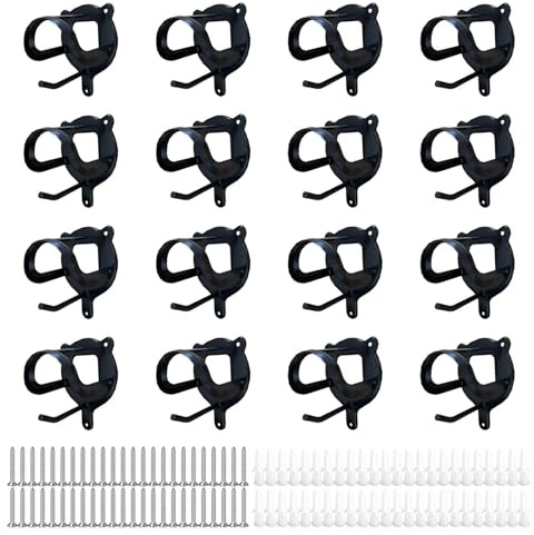 Merkaunis 16 Counts Horse Bridle Racks, Horse Tack Storage Halter, Bridle Hooks, Bridle Holder, Metal Bridle Bracket, Hanger Metal Bridle Holder with Tubes and Screw for Horse Barn Supplies, Black
