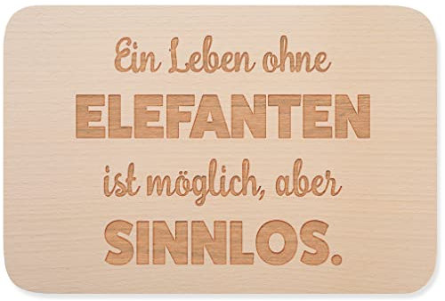 JUNIWORDS Frühstücksbrettchen, Ein Leben ohne Elefanten ist möglich, aber sinnlos, Holzbrett Frühstücksbrett Holzbrettchen (1009741)