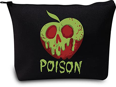 LEVLO Kosmetiktasche, Motiv: Evil Queen Poison Apple, Bösewicht, Liebhaber, Geschenk, Hexen-Gift, Reißverschlussbeutel, Gift-Schwarz, Kosmetiktasche