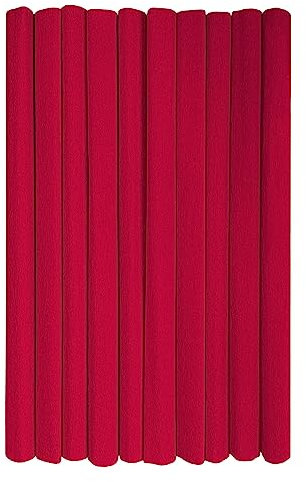 Interdruk - Rouleaux de papier crépon pour enfants, bricolage et décorations - Lot de 10 rouleaux (50cm x 200cm, 28g/m2) - 08 Rouge foncé