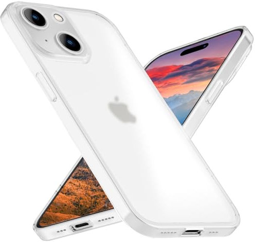 NALIA Extrem Dünne Handyhülle kompatibel mit iPhone 15 Plus Hülle, 0,3mm Ultra-Slim Cover Semi-Transparent Anti-Fingerabdruck Leicht Schlank Matt Halb-Durchsichtig Hardcase Schutzhülle, Farbe:Weiß