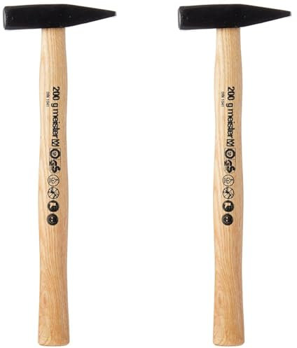 Meister Schlosserhammer - 200 g Kopfgewicht - Robuster Stiel aus Eschenholz - Stahlgusskopf/Ingenieurhammer/Hammer mit Esche-Stiel / 2211000 (Packung mit 2)