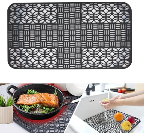 Tappetini Lavello Cucina, Tappetino Lavandino Cucina in Silicone 66 X 35cm, Tagliabile Su Misura Tappetino Lavello Cucina Silicone, Tappetino per Lavello Cucina, per Lavello in Fondo Alla Cucina