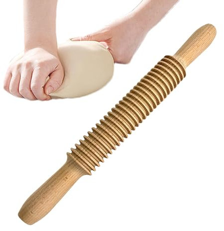 Rouleau à pâtisserie fileté pour raviolis - Rouleau à pâtisserie en - Rouleau à pâtisserie en bois pour biscuits, nouilles, boulettes, pâtisseries