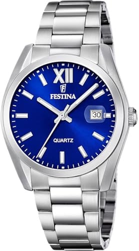 Festina Orologio Uomo Analogico in Acciaio Inossidabile 316l Argentato | Movimento al Quarzo, Calendario, Vetro Minerale Resistente, Impermeabile 5 ATM Elegante e Classico F20707/4 Classics