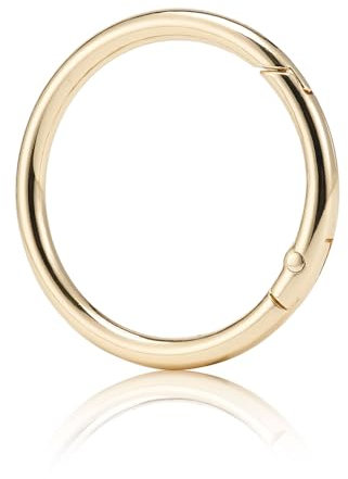 QIUTIMIY 15 Stück Rund Karabinerring O-Ring,Metall Runde Federspaltringe für Handtaschen, Schlüsselanhängern, Schnallen, Taschen, Geldbörsen(Gold,32mm)