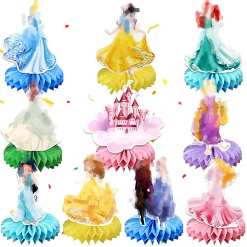 Tischdekoration Geburtstag Mädchen, 10 Stück Prinzessin Honeycomb Dekorationen Tischdeko Geburtstag Geburtstagsparty Deko Kindergeburtstage Party Tischdeko für Geburtstag Kinder