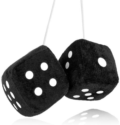 COMNICO 2 dadi in peluche sfocati, classici vintage sfocati per auto, morbidi dadi quadrati da appendere, accessori per auto, decorazione per specchietto retrovisore dell'auto