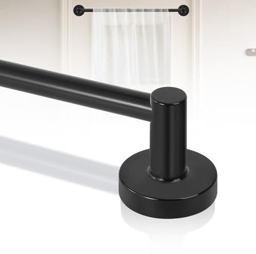 HTZON Black Magnetic Curtain Rod,Magnetic Curtain Rod for Door,Adjustable Magnetic Towel Bar,Magnetic Curtain Rods for Metal Doors 16-28 Inch,Tool-Free Magnetic Rod with Leather Protective Cover