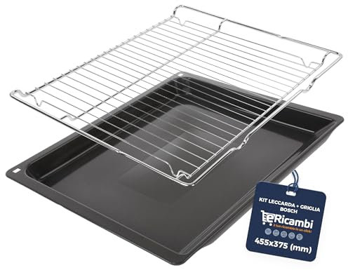 eRicambi® Kit Leccarda con Griglia in Acciaio per Forno, Compatibile con Bosch Siemens Neff, Dimensioni: 45,5x37,5 (cm), Bundle Essential, Compatibile con oltre 1500 Modelli