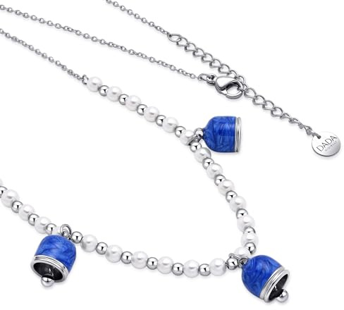 Dada Gioielli - Capri Glocke Halskette mit Mallorca Kristallperlen und Silber Edelstahlkette, Glücksgeschenk für Frauen, Geburtstag - Abschlussfeier - Weihnachten