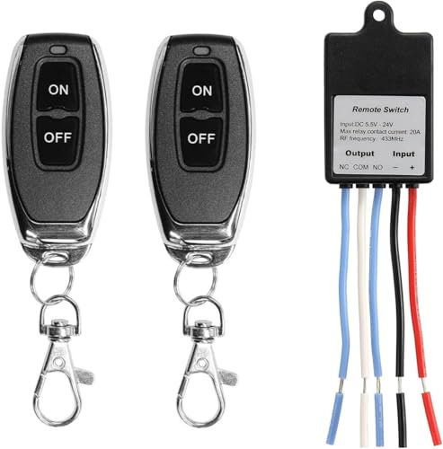 QIACHIP Mini 433Mhz Wireless Remote Control Switch DC 6V 12V 24V 1 Channel RF Relay Switch Receiver Transmitter for LED Light, Door Lock, Gate Entry