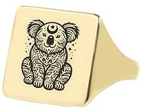 Benutzerdefinierte Koala Siegelring -Graviert Koala Ring - 14k Gold Koala Ring - Quadratische Ring Geformt
