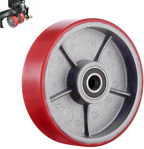 Hubwagen Rad Polyurethan(PU) 180X50mm Rot Achse 20mm inkl. Kugellager, Max. Belastung 3000 KG
