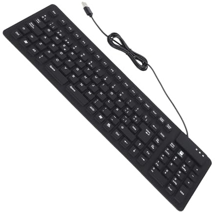 Dioche Teclado, Teclados 108 Teclas Español con USB con Cable Portátil Plegable Silencioso Impermeable A Prueba De Polvo De Silicona De Computadora para PC Plegable