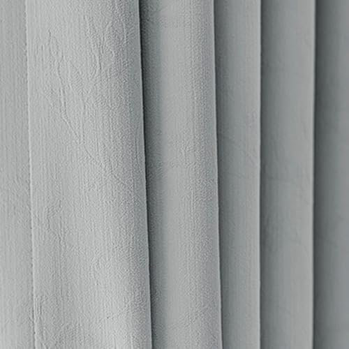 Dsnyu Gardinen Deko, Schiebegardinen Polyester Grau Volltonfarbe Curtain für Schlafzimmer Wohnzimmer 2er Set 137x214cm BxH