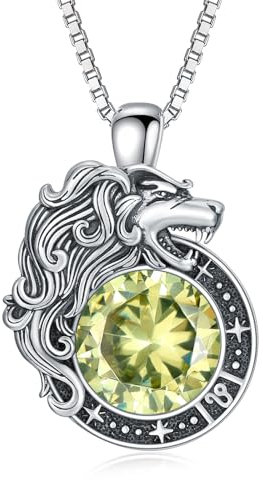 SLIACETE Halskette mit Sternzeichen Löwe Halskette, himmlischer Anhänger, Geschenk für Frauen (Löwe August)