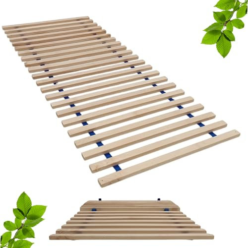 Premium Rollrost 160x200cm - Zweiteilig (2x80cm) - 22 Latten Massives Buchenholz Lattenrost 160x200cm - Tragkraft bis 340kg - Erfordert Mittigen Längssteg - Einfache Montage inkl. Schrauben