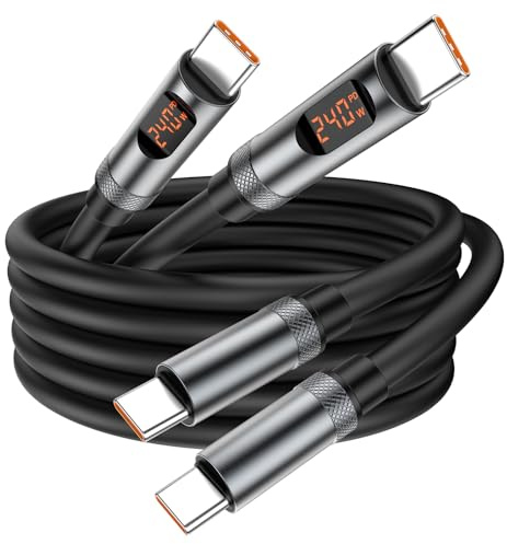 USB C to USB C Cable, [4ft,2-Pack] 240W Fast Charging Cord with LED Display | Type C to Type C High Speed Wire for iPhone 17 16 15 Pro Max,MacBook Air/Pro,iPad,Galaxy,Pixel,LG,Steam Deck,Switch