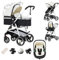 Zkiprm 3-in-1 Kinderwagen, Reisesystem, Babywanne Buggy&Sportsitz, Ein-Klick-Zusammenklappen, Kinderwagen mit Aluminiumgestell, Mumienbeutel/Regenschutz/Baumwollmatte für Neugeborene von 0-4 Jahren