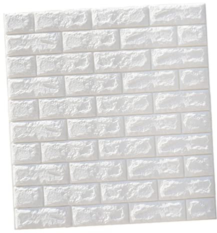 POPETPOP sticker mural motif brique stickers muraux en brique 3d couvrant décalque de décor à la maison tuile décoration murale 3d papier peint brique 3d blanche