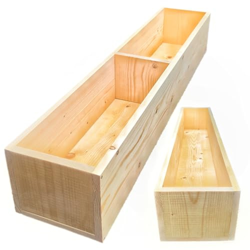 Long Wooden Planter Box Solid Pine Natural Wood Fully Assembled Handmade | Ideal for Flowers, Herbs, Vegetables | Various Sizes (Medium Brown, Medium 110cm)